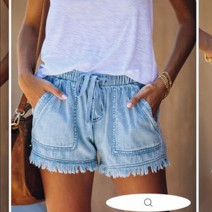 SADDLEBACK POCKETED FRAYED TENCEL SHORTS